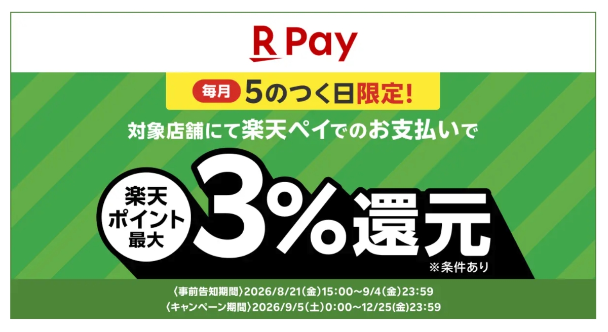 毎月5のつく日は最大3%還元