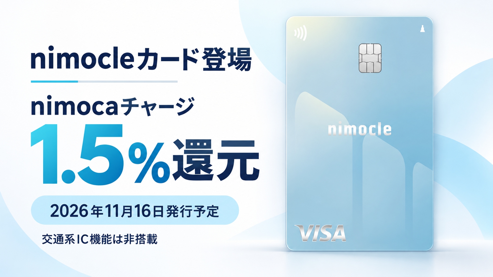 nimocleカード、nimocaチャージ1.5％還元で登場